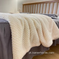 Flanenal de favo de mel sólido macio Sherpa Throw Blanket